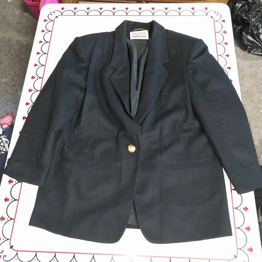 Vintage Character Black Blazer with Gold Buttons